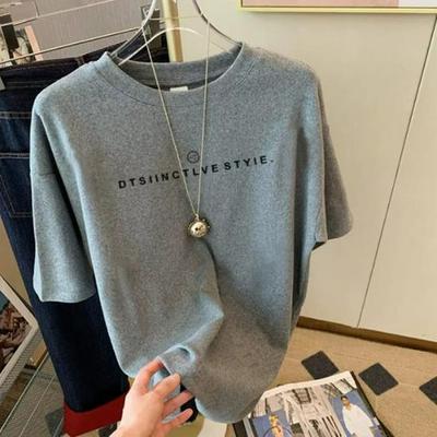 Women's 2023 Summer Cotton Letter Tee: Versatile, Loose, Slim-Fit Short Sleeve White Top