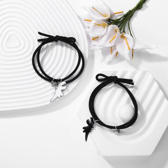 2 Bucăți Brățări Împletite Lucrate Manual Ajustabile Manoperă Fină Elastic Decor Dinozaur Decorează Minimalism Cuplu