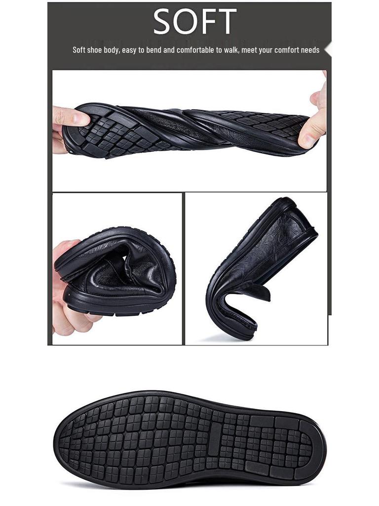 Men's Casual Slip-On Loafers - Flat Bottom Cowhide Moccasins for Spring/Summer