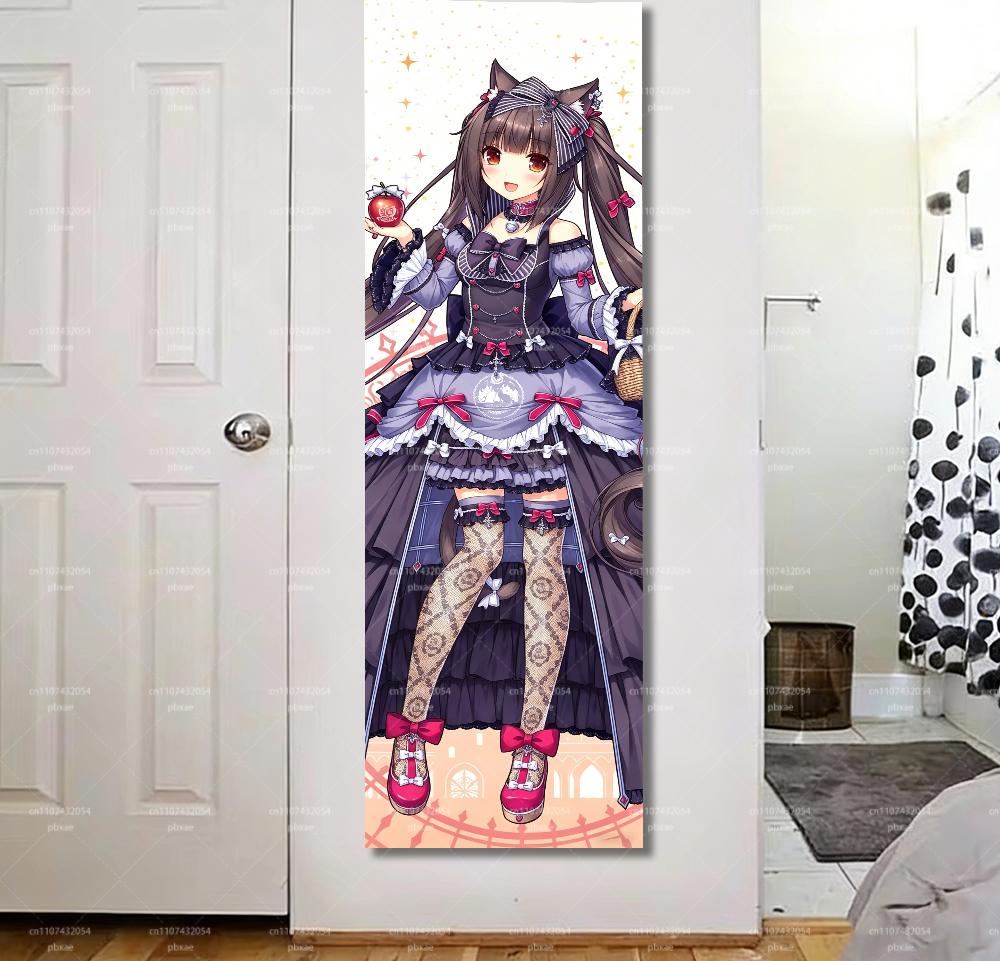 Nekopara Cute Cat Girl Tapestry, Vertical Anime Wall Cloth for Room Decoration 100X70CM