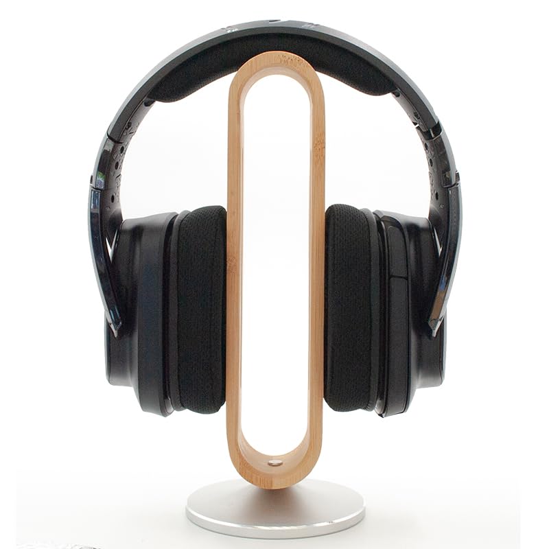 Stylish bamboo headphone stand in a Scandinavian style that complements your interior (natural)