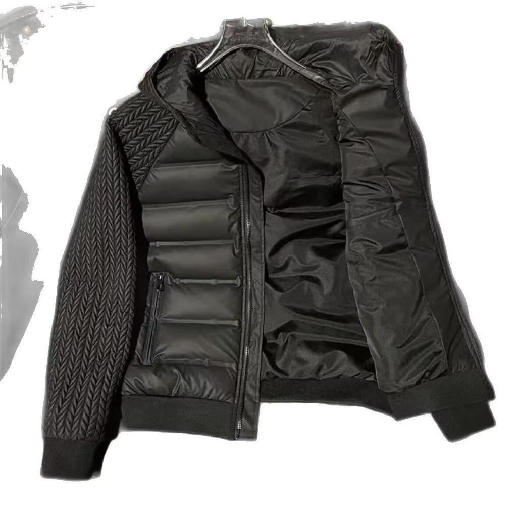 Trendy Men's Winter Cotton Jacket with Wheat Ear Patchwork Design