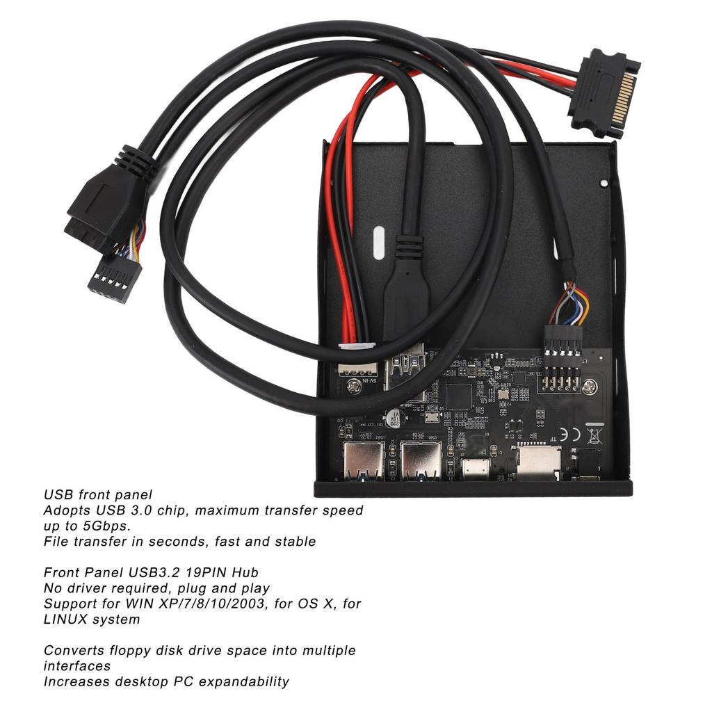 USB3.2 GEN1 Type C Floppy Drive Panel 5Gbps Plug and Play 3.5inch Front Panel Hub for WIN XP 7 8 10 11 LINUX