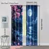 Set Of 2 Flat Printing Curtain Sakura Moon Versatile Durable Polyester Without Electricity Summer Party Decorations Carnival