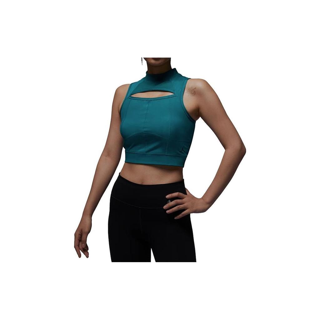Nike Solid Color Sleeveless Turtleneck Top Women tops Navy-Blue DZ3235-318
