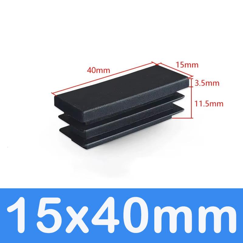 Rechthoekige Buis Dop Inzetstukken Zwart Plastic Afsluitdoppen 10x15mm-60x100mm Meubels Tafels Stoelen Voetdoppen