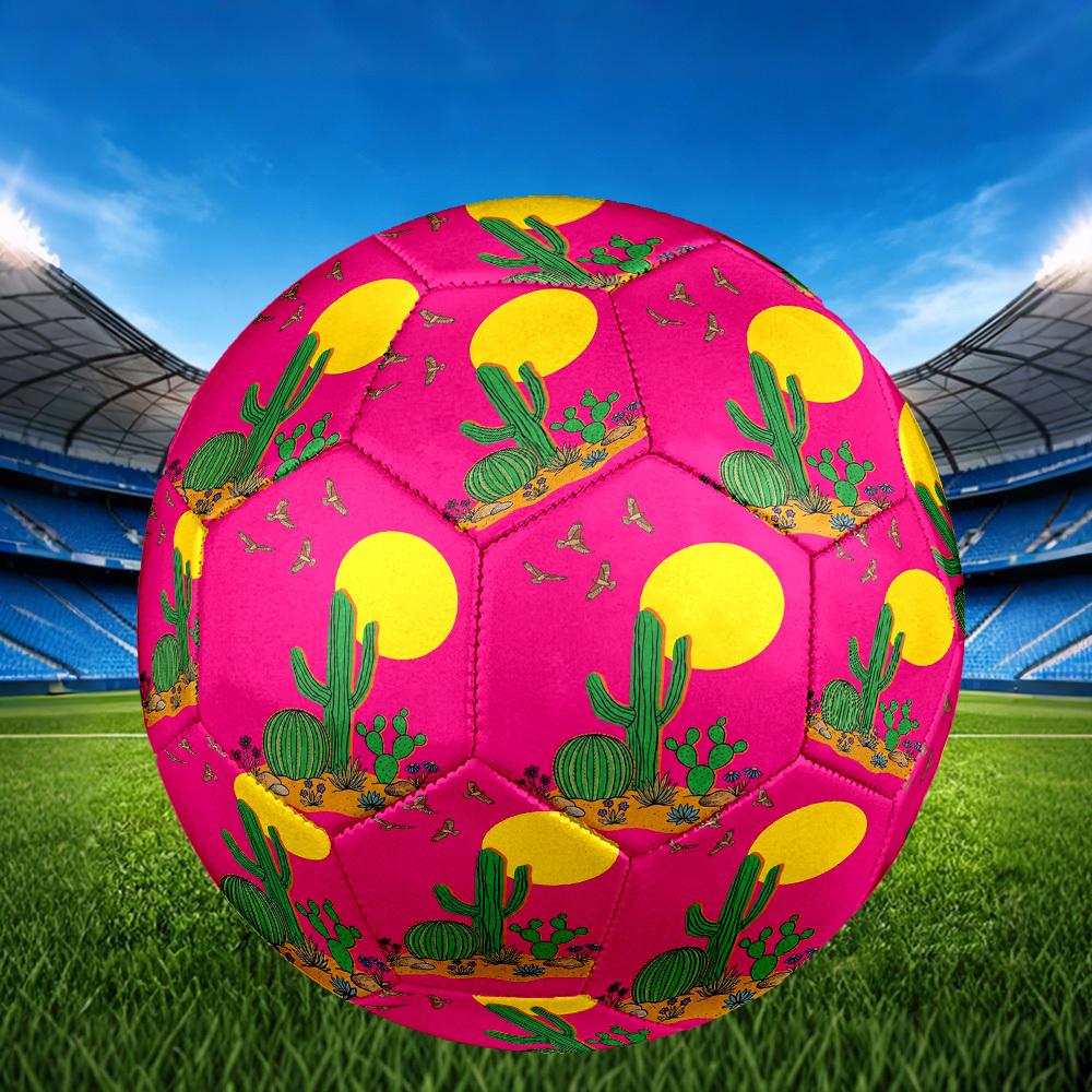 1pc Desert Sunset Cactus Theme Soccer Ball Football, Size 5, Lightweight PVC, Outdoor Training Soccer Ball,Gift j6147