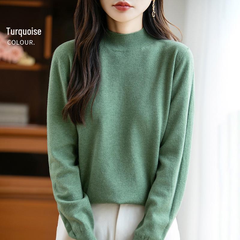 2026 Autumn/Winter Women's Korean Style Half-High Neck Knit Pullover Sweater