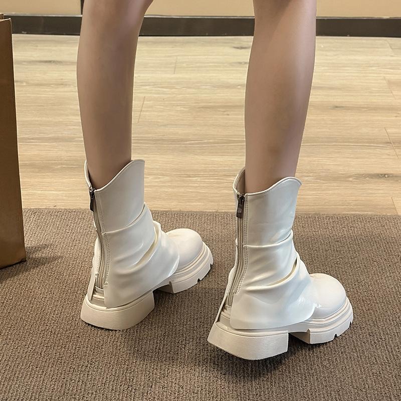 Martin-Stiefel mit dicker Sohle für Damen, Britischer Stil, Britischer Stil, Trend, cool, mittelhohe Stiefel, Kinderfüße, kleine kurze Stiefel, Frühling und Herbst, einzelne Stiefel