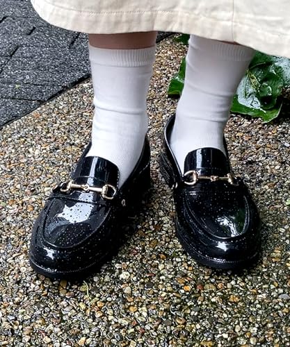 Bit Motif PVC Rain Loafers/Women's R-1021BLACK36