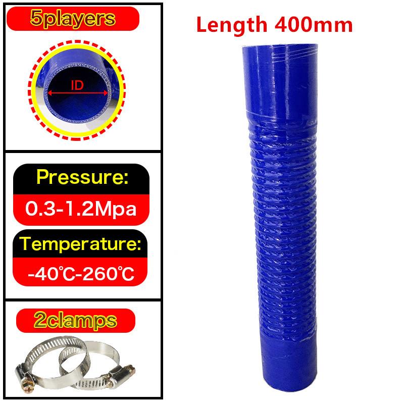 Lenght 400mm Blue SiliconeSteel Wire Corrugated Hose High Temperature Resistant Air Filter Pipe, Turbocharger Intake Pipe