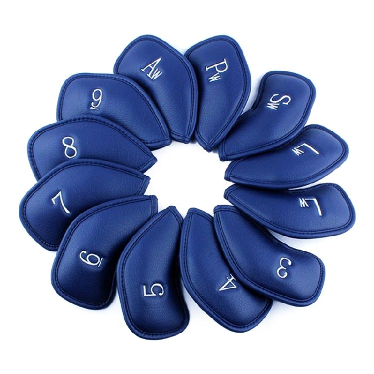 12Pcs Golfs Iron Head Protective Cover PU Leather Waterproofs Golfs Iron Head Cover Golfs Accessories Gifts for Golfers синий