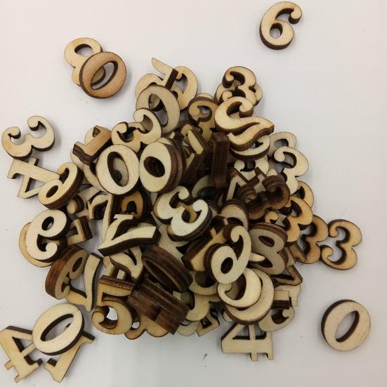 100 Pcs Mixed Wood Alphabet Letters Numbers Button DIY Craft Sewing