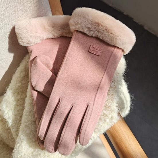 Women Winter Gloves Fleece Lined Touchscreen Gloves Thickened Warm Full Finger Windproof Gloves