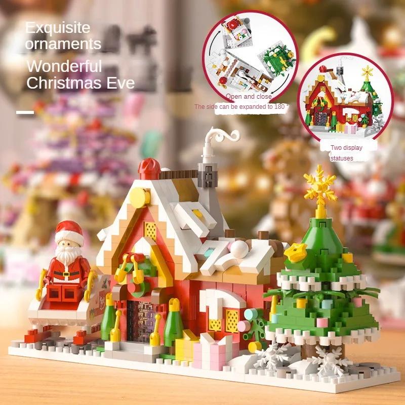Latest Small Blocks Fun Christmas Tree Goods Music Box Santa Claus Construction Blocks Toy Adults Present Xmas New Year Girl  Yg