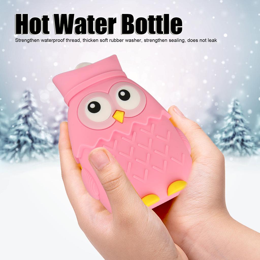 Hot Water Bottle Microwave Hting Silicone Cartoon Injection Hand Warmer Portable Cute Owl Shape 400ml