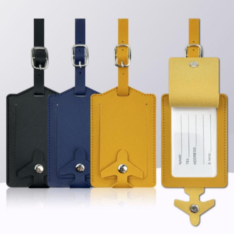 Women Men PU Leather Luggage Tag Suitcase Portable Label Baggage Boarding Bag Tag Name ID Address Holder Travel Accessorie