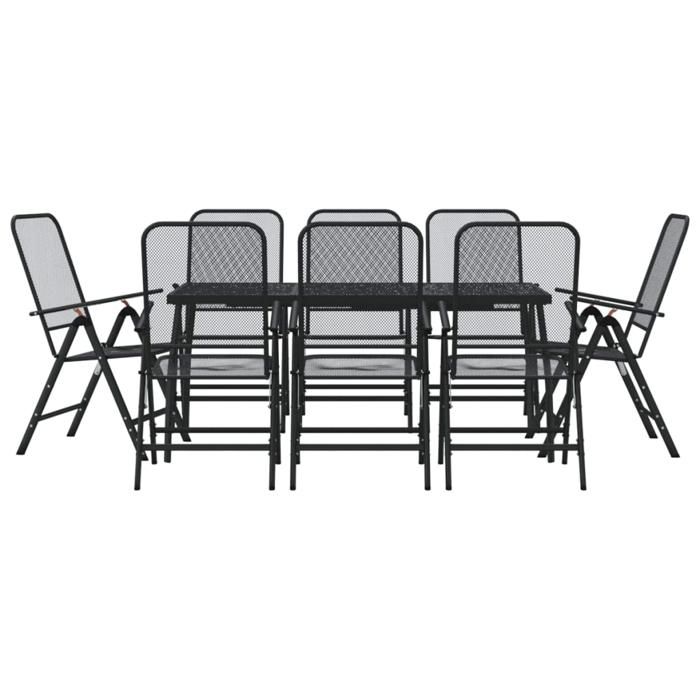 VidaXL Garden Dining Set 9 Pcs Anthracite Metal Mesh 3211823