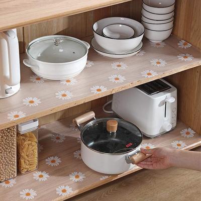 1 Roll Daisy Shelf Liner Kitchen Cabinet EVA Waterproof Refrigerator Mat Drawer Mat Oil and Dustproof Non-Adhesive Drawer Liner