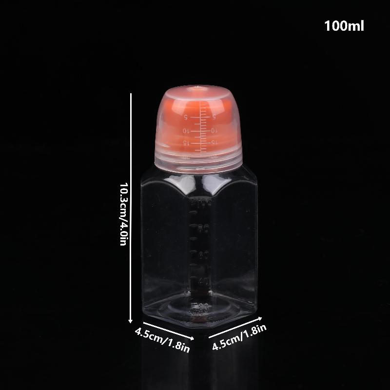 1 szt. Okrągłe i kwadratowe butelki plastikowe do wyciskania z podziałką – do sosu sałatkowego, olejów do grilla i przypraw