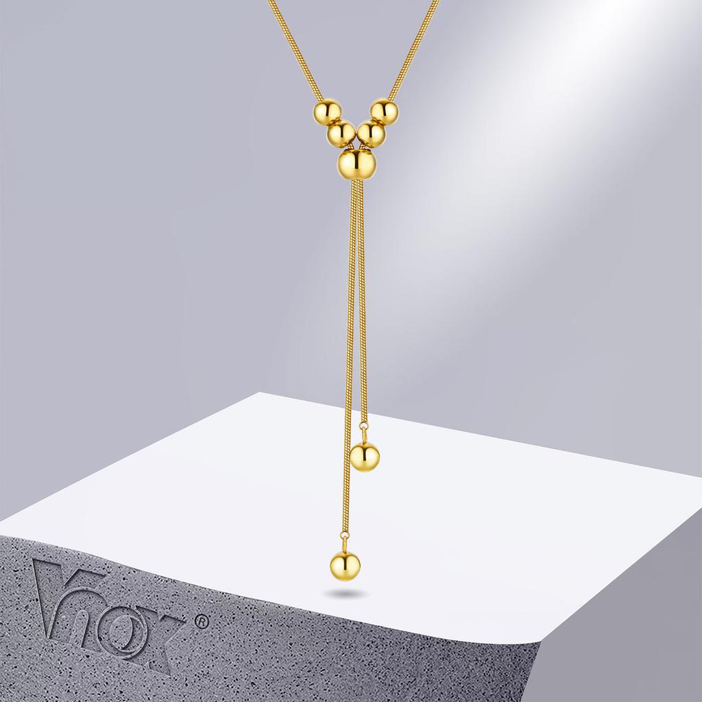 Vnox Sexy Y Necklaces for Women, Long Sweater Chain Pendant Necklaces, Gold Plated Snake Chain Collar