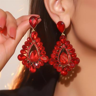 Modische, bunte, glänzende Kristallohrringe, personalisierte, übertriebene Tropfenohrringe, Ballettohrringe für Damen, 1 Paar