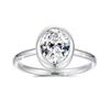 Oval Moissanite Rings for Women Solid Gold Palted Silver Bezel Set Wedding Band Engagement Christmas Gift Jewelry