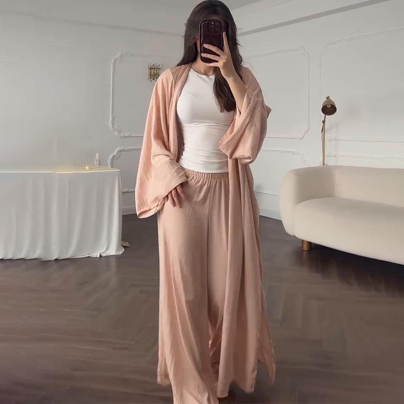 Europe, America, Amazon cross-border women's clothing new solid color long-sleeved multi-strap coat straight pants casual suit