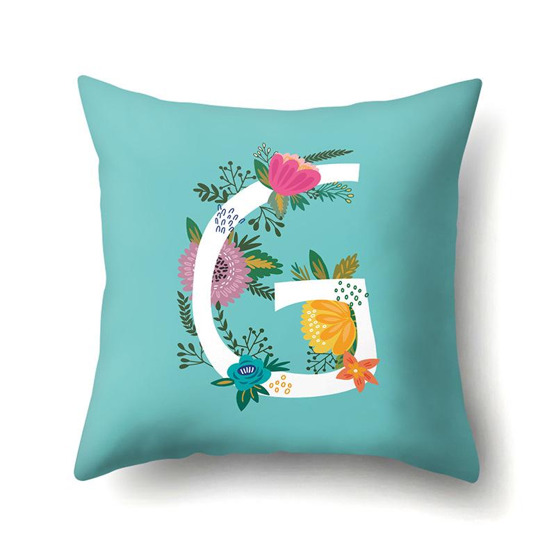 Polyester Pillowcase Flowers Fresh Home Decoration Print Pillowcase 26 English Letter Cushion Cover