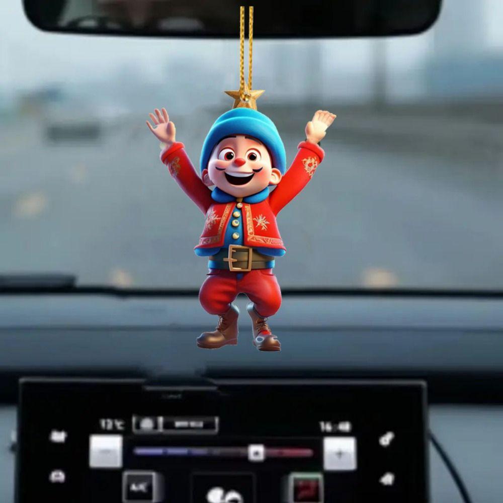 6pcs/set 2D Dwarf Christmas Tree Pendant Acrylic Dwarf Hanging Pendant  Xmas