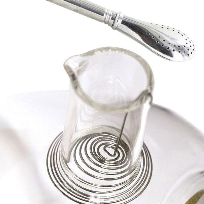 1 L Glass and Bamboo Teapot + Stainless Steel Straw with Filter