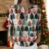 Women's Fashion Long Sleeve Christmas Snowflake Print Top Elegant Casual Top