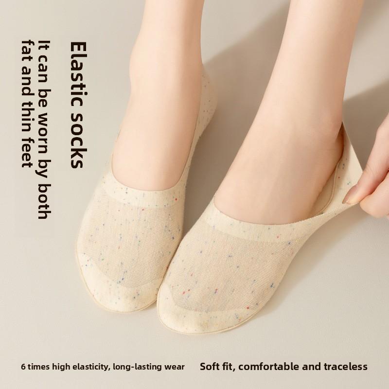 5 Pairs of Boat Socks for Women Simple Shallow Mouth Summer Thin Socks for Women Spring and Summer Silicone Non-slip