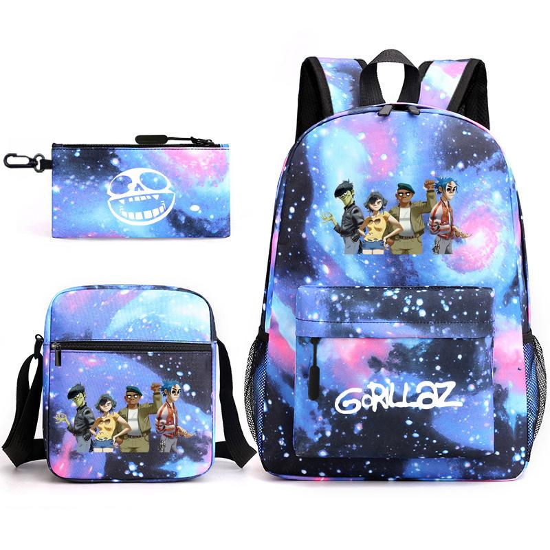 British virtual band trend heat transfer, primary and secondary school students schoolbag Gorillaz children's starry sky three-piece set, teenagers