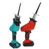 AC 110-240V Cordless Reciprocating Saw + 4 Saw Blades Adjustable Speed Chainsaw Wood Metal PVC Pipe Cutting with 1/2 Lithium Battery