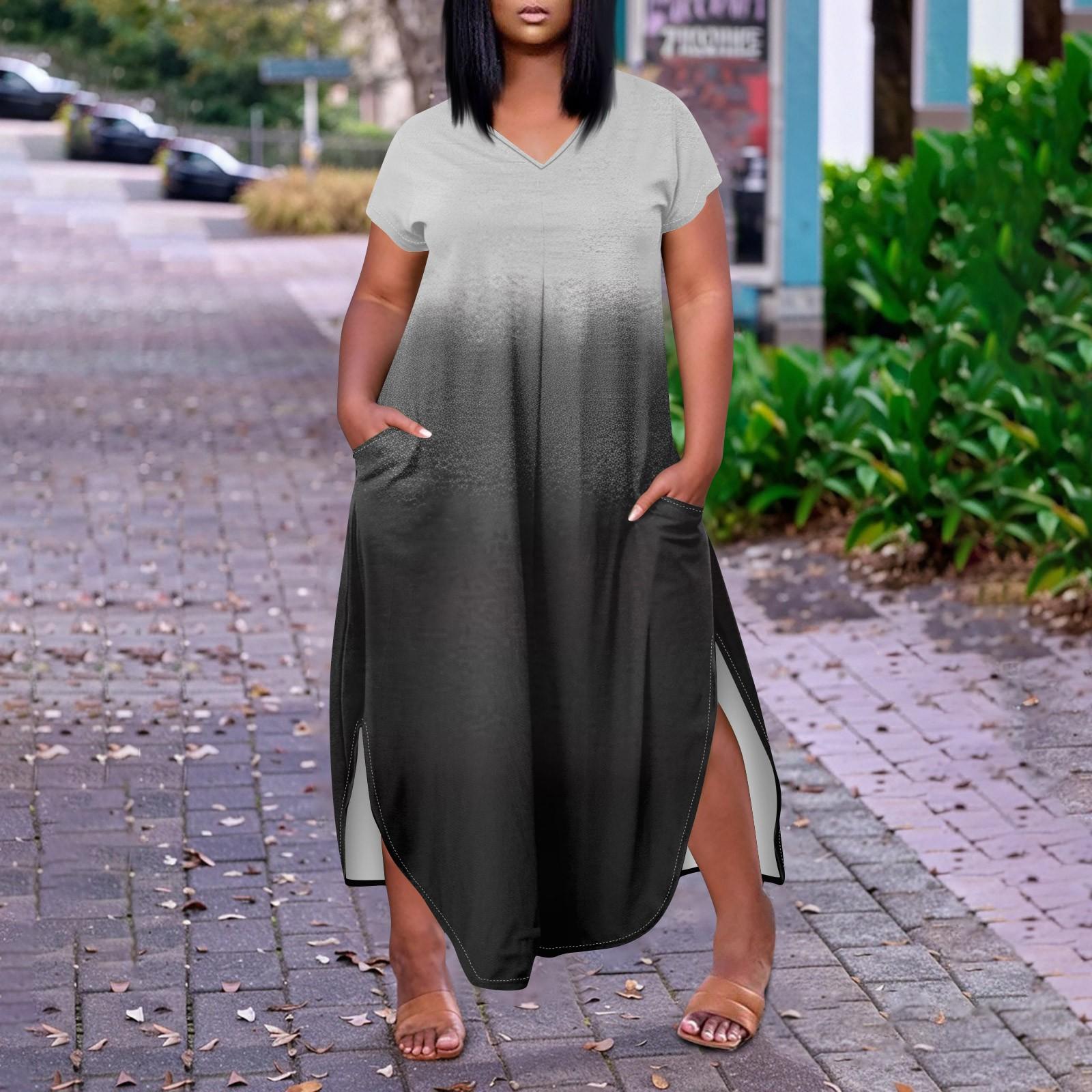 

Женское повседневное платье с коротким рукавом и круглым вырезом больших размеров Temperament XXXL