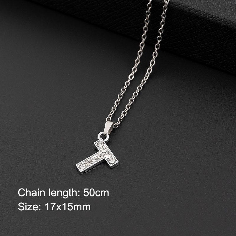 Women Shining Zircon A Z Letter Pendant Necklace 1Pcs Adjustable Clavicle Chain Personalized Jewelry for Birthday Present