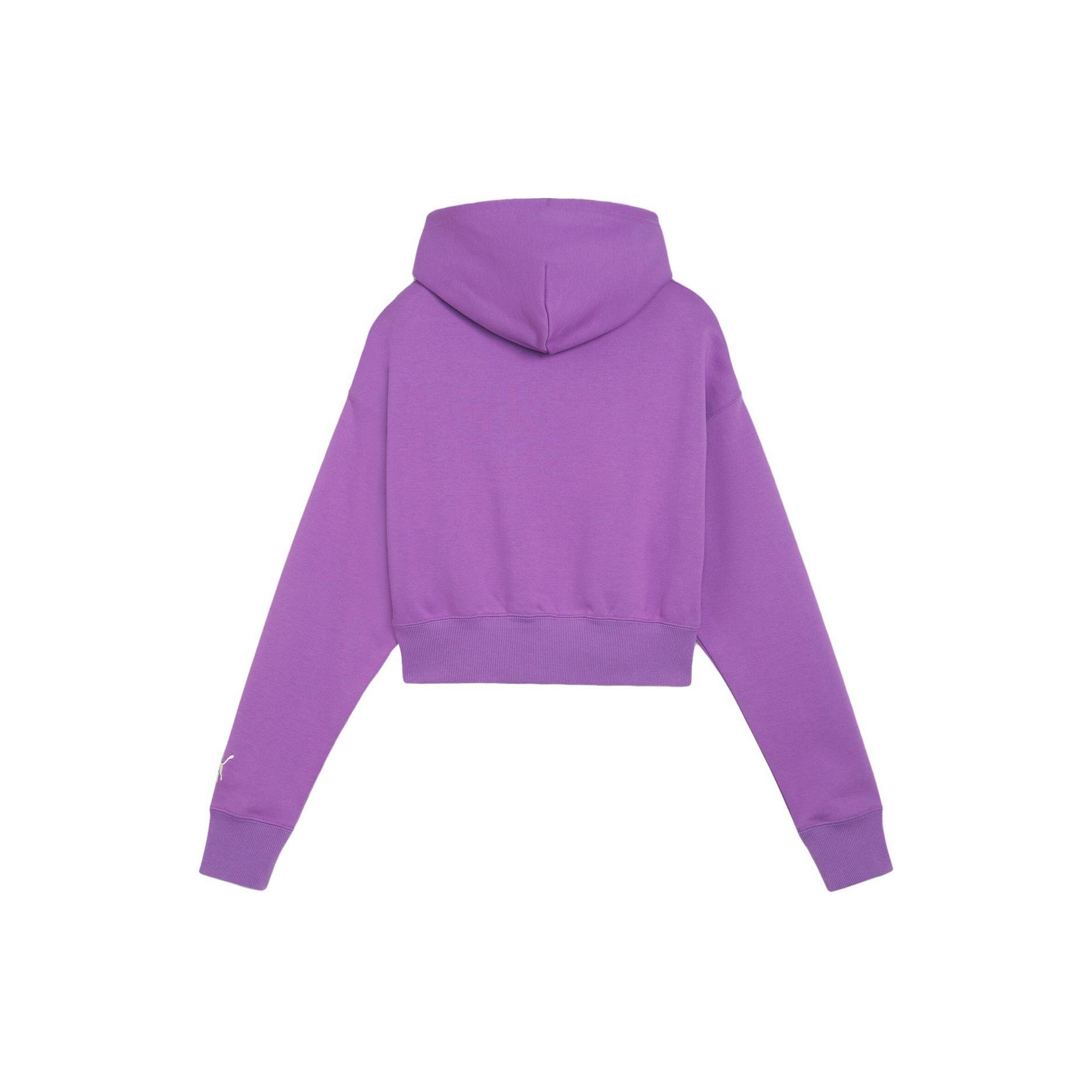 

New PUMA CROPPED HOODIE Sweatshirt Women s Purple 626137-50 L