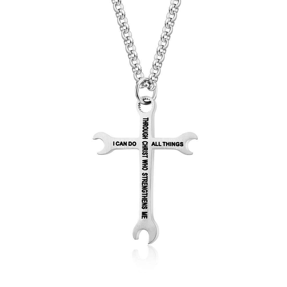 2026 Wrench Cross Necklace Fashion Trend Men, Cross Pendant Accessories