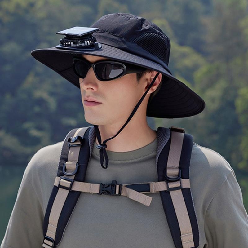 Solar Powered Outdoor Cooling Hat With Built In Fan For Hiking Fishing Lightweight Adjustable Sun Hat