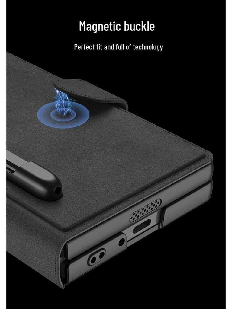 Samsung Z Fold 6 Armor Flip Leather Case with Pen Slot - Full-Wrap Business Shell