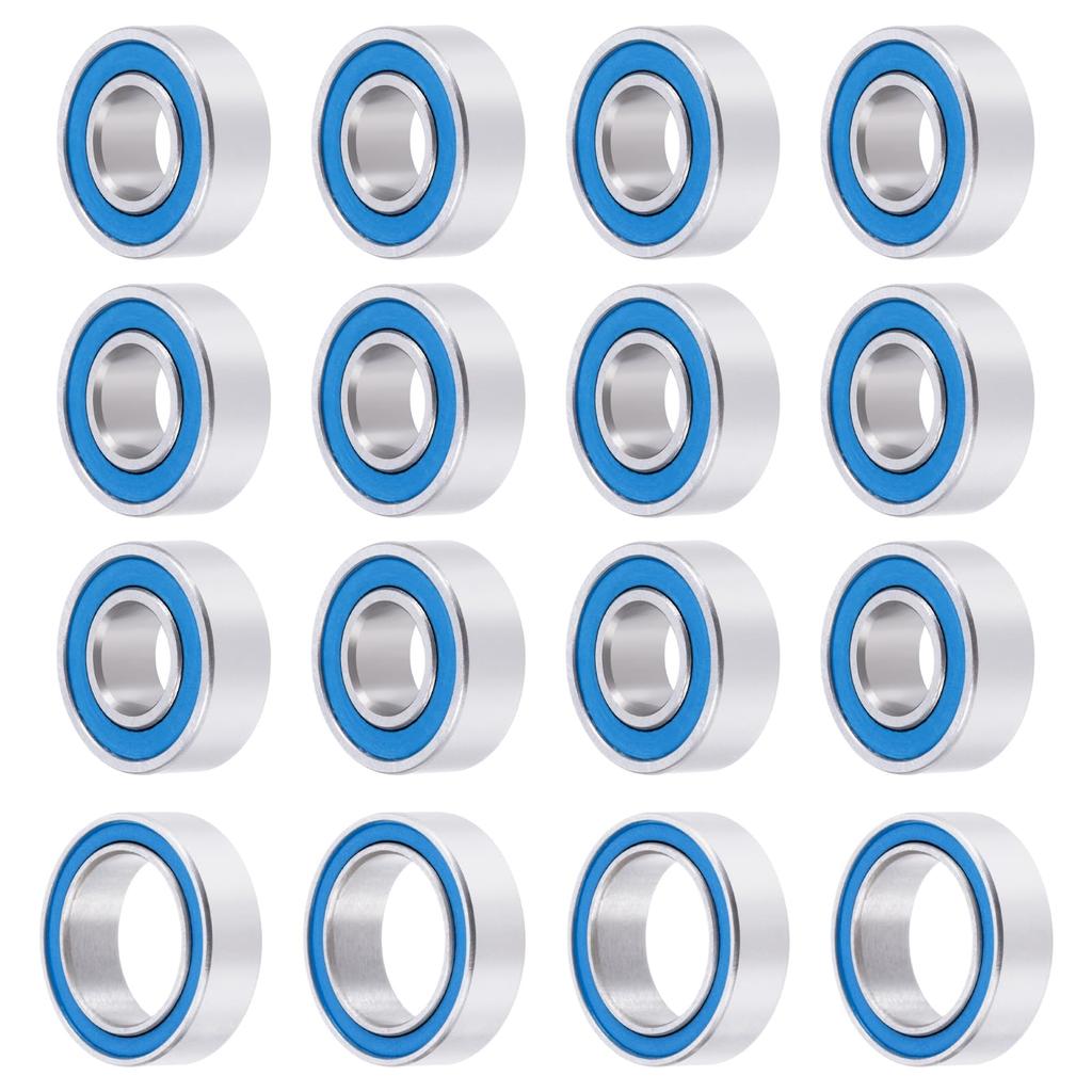 TRZX 16-Piece Metal Rubber Sealed Bearing Kit Upgrade Parts for Tamiya TT-02B RC Car