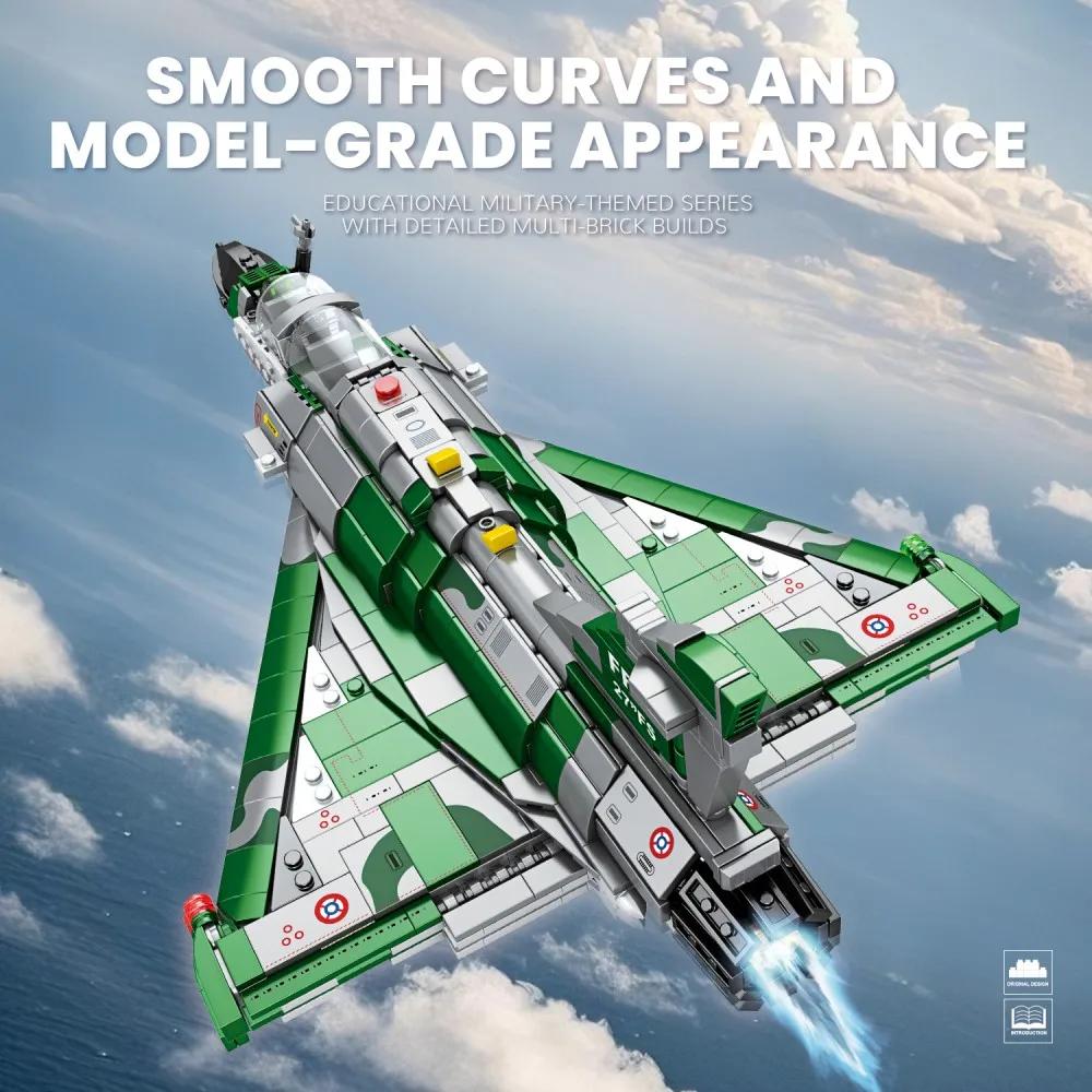 1012PCS Mirage 2000 Fighter Jet Building Blocks Model Military Plane Series Kids Educational DIY Toys Gifts Desktop Ornaments