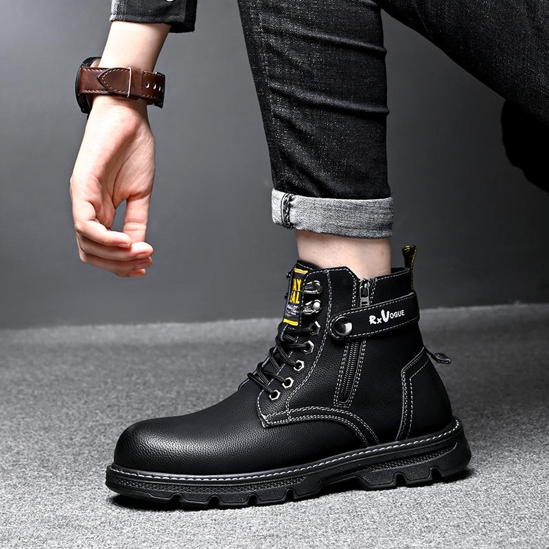 

Мужские полуботинки Martin: Модный британский повседневный стиль, натуральная коровья кожа, трендовая зимняя обувь. 43