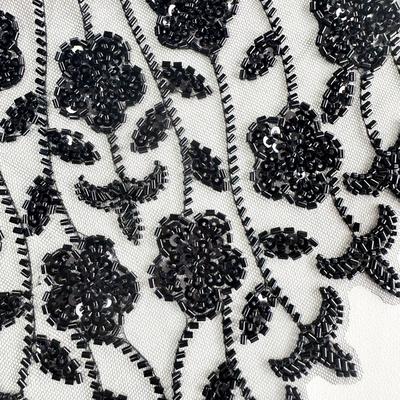 Hollow Design Embroidery Lace Gold Sequined Bead Embroidery Clothing Accessories DIY Application Mesh Texture Collar Decoration