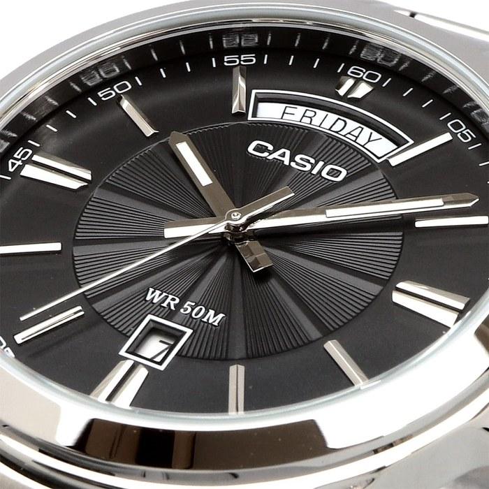Casio MTP-1381D-1AV Men's Analog Quartz Watch, Silver/Black Metal Band