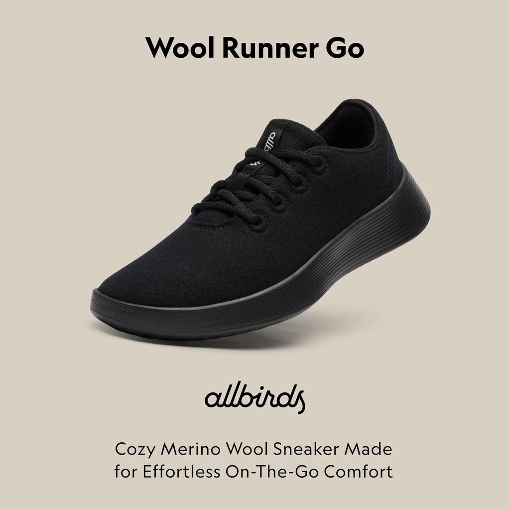 Allbirds WOOL RUNNER GO Natural Black Black Size cm Men's Sneakers, (Natural Sole), 28.0
