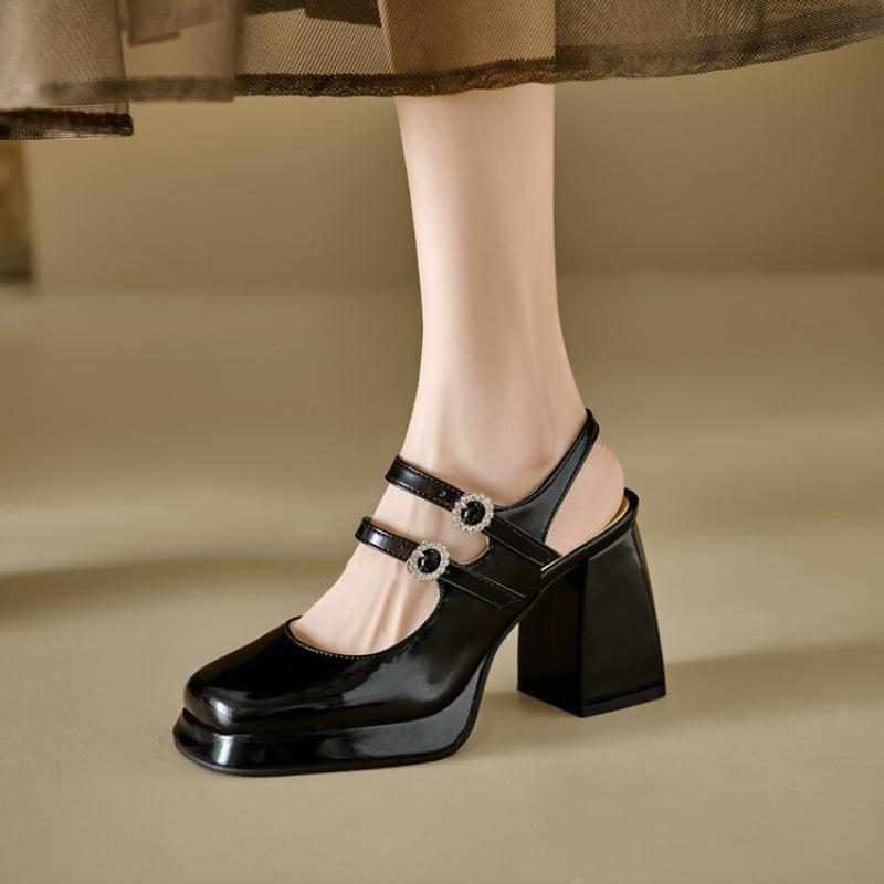 

Summer women s Roman sandals platform waterproof platform European and American large size square head buckle bag and new high-heeled sandals women 39