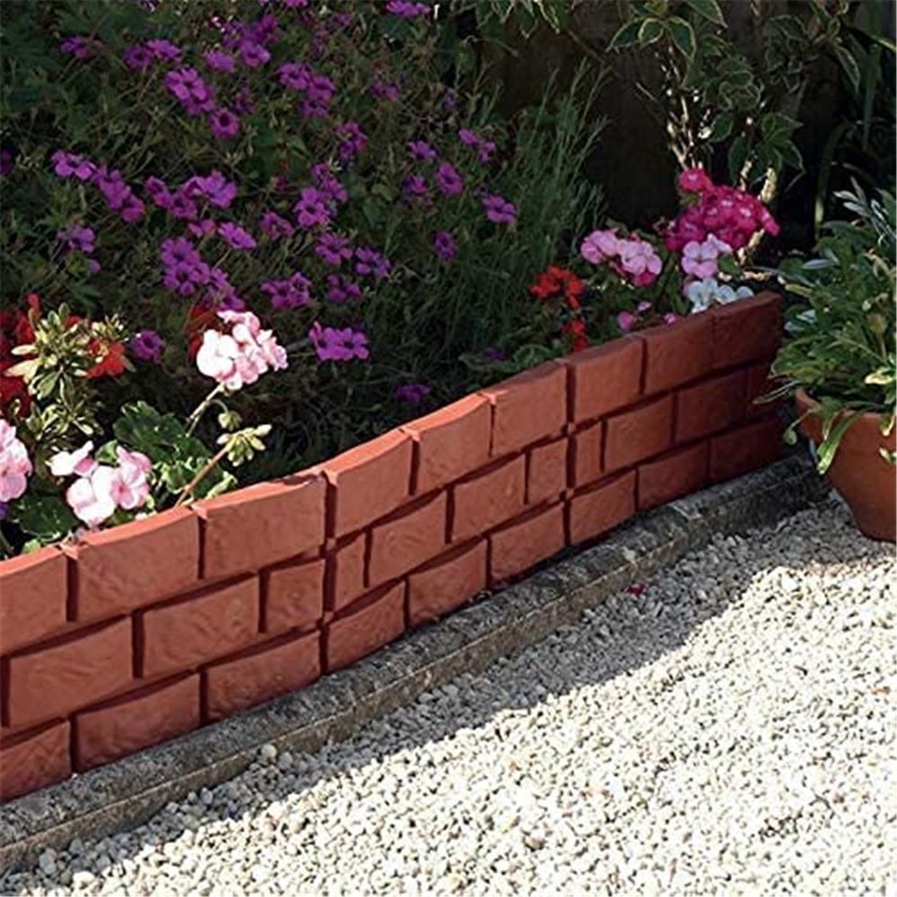 Garden Edging Border Fence Imitation Stones Brick Lawn Plant Flower Grass Support Stake Decorative Edging Outdoor DIY