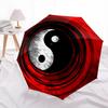 Yin Yang, Red Background Themed Automatic Opening and Closing Umbrella, Brightly Colored 8-rib Portable Umbrella, Suitable for Men and Women